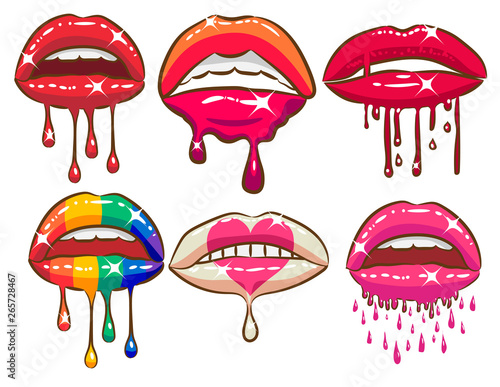 dripping lips vector clipart design