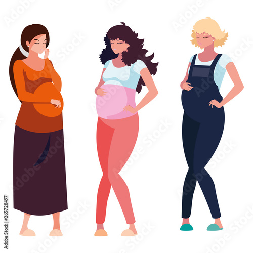 group of beautiful pregnancy women characters