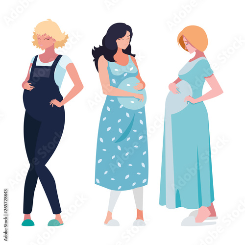 group of beautiful pregnancy women characters