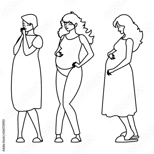 group of beautiful pregnancy women characters