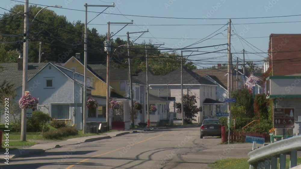 Road in the center of a small village in Quebec