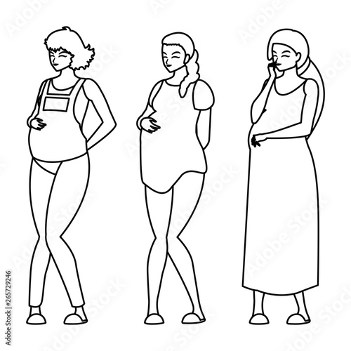 group of beautiful pregnancy women characters