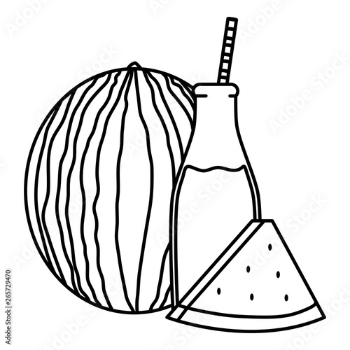 fresh watermelon juice fruit in botttle with straw