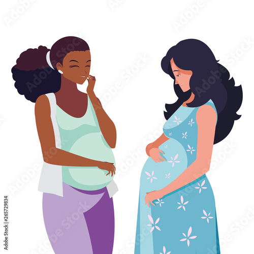 interracial couple of pregnancy women characters