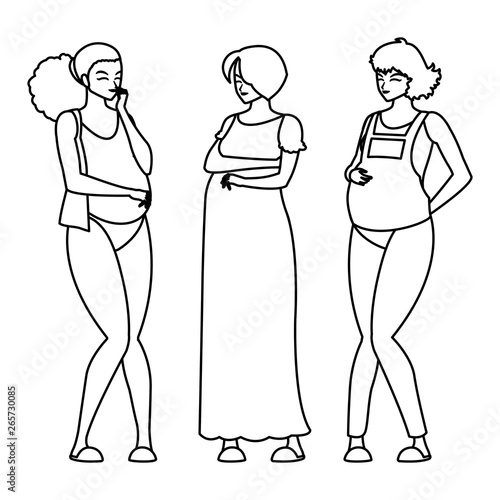 group of beautiful pregnancy women characters