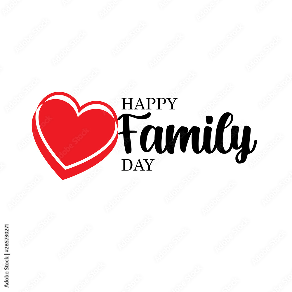Happy Family Day! Excellent gift card. Fashionable calligraphy. Vector illustration on white background. Elements for design. - Vector