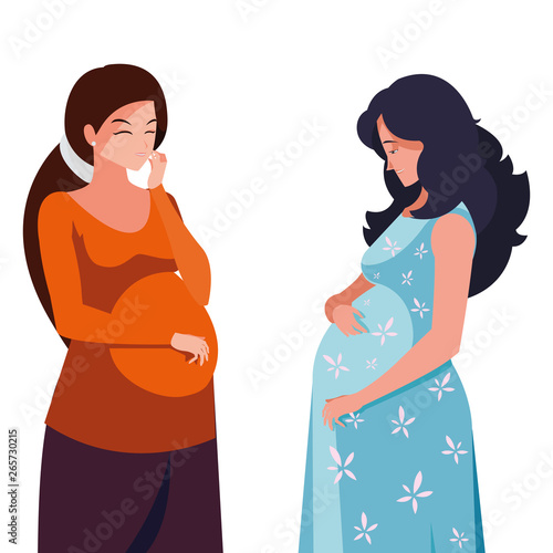 couple of beautiful pregnancy women characters