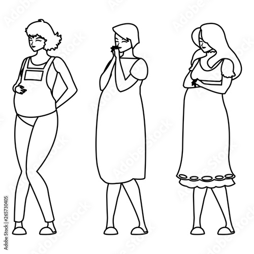 group of beautiful pregnancy women characters
