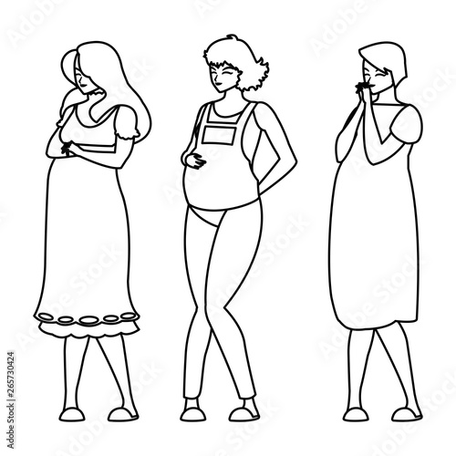 group of beautiful pregnancy women characters