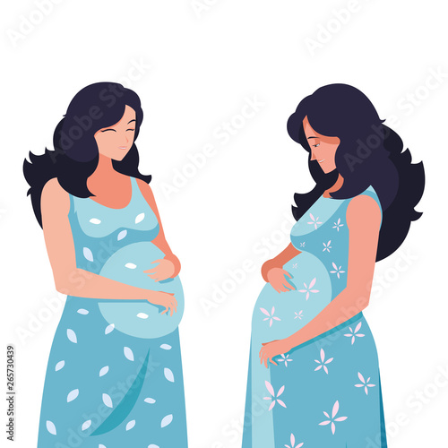 couple of beautiful pregnancy women characters