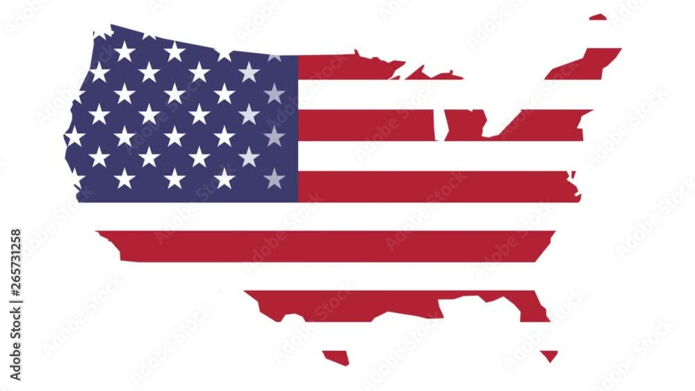 Animation of American Flag on the United States of America map Animation of American Flag on the United States of America map