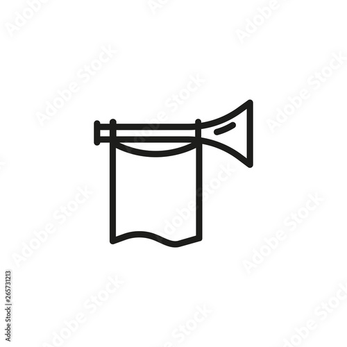 Fanfare line icon. Horn, flag, announcement. Success concept. Vector illustration can be used for topics like win, announcing, news, leadership