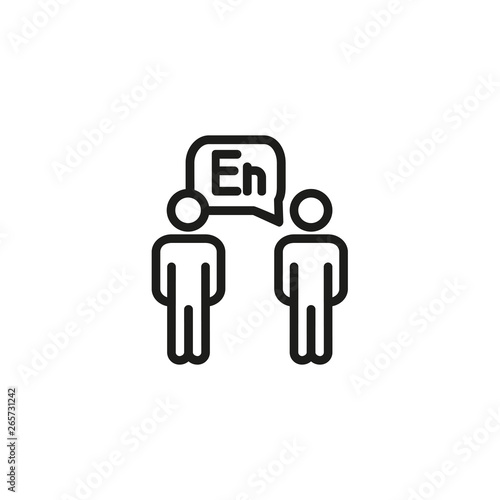 Foreign language exchange line icon. Two people, dialogue, conversation. Language learning concept. Vector illustration can be used for topics like training, course, communication