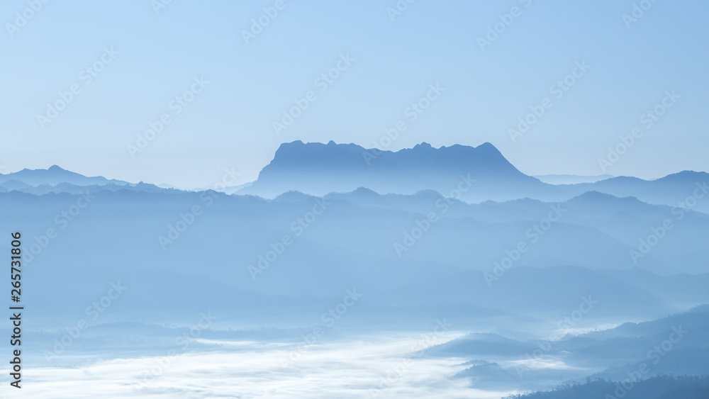 Fototapeta premium beautiful mountain with layers of landscape in morning.