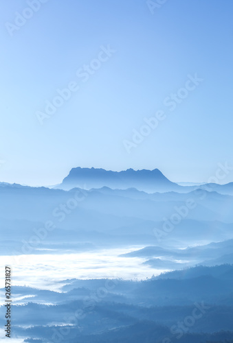 beautiful landscape with mountains in morning. © surachat