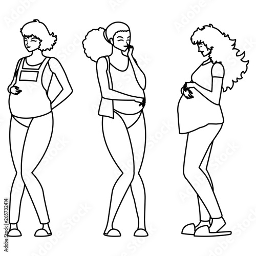 group of beautiful pregnancy women characters