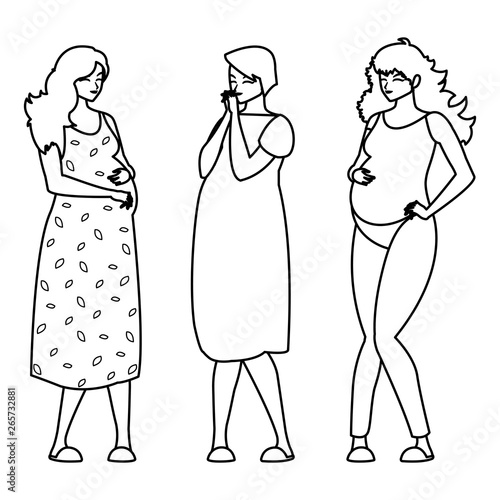 group of beautiful pregnancy women characters