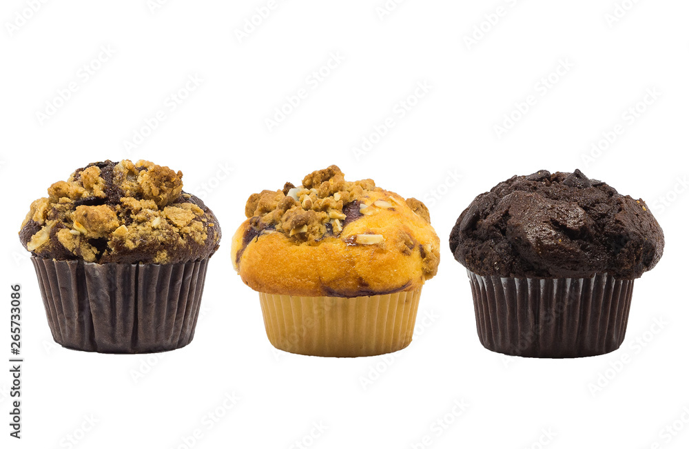 muffin cup cake closeup isolated on white background.
