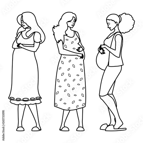 group of beautiful pregnancy women characters
