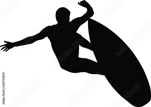 black silhouette of surfer 
