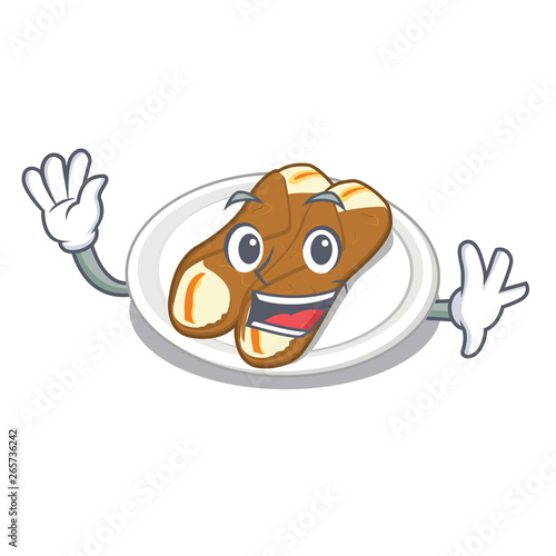 Waving cannoli in the a cartoon jar