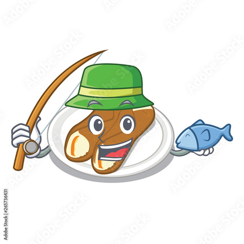 Fishing cannoli isolated with in the character