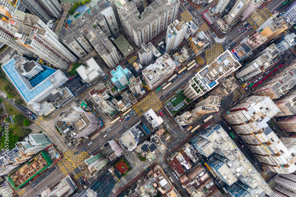 Top down view of Hong Kong urban city Top down view of Hong Kong urban city
