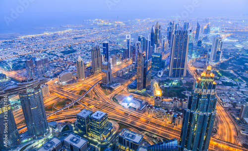 Aerial view of Dubai City at night © Phuong