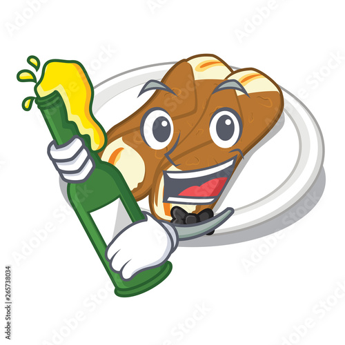 With beer cannoli in the a cartoon shape
