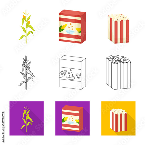 Vector design of cornfield and vegetable logo. Collection of cornfield and vegetarian vector icon for stock.