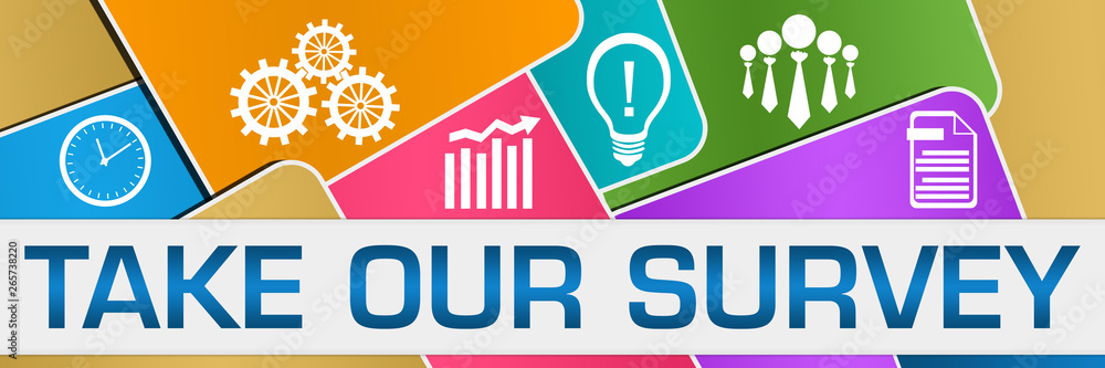 Take Our Survey Colorful Rounded Squares Texture Symbols 