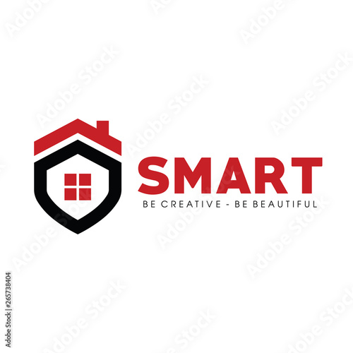 smart home security tech logo design vector