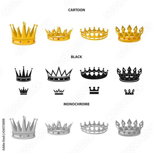 Vector design of medieval and nobility sign. Set of medieval and monarchy stock vector illustration.