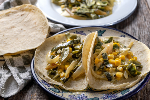 Mexican tacos of  poblano peppers 