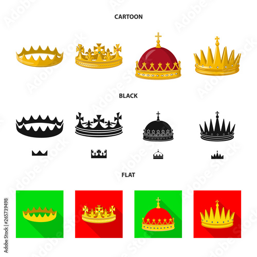 Vector illustration of medieval and nobility symbol. Collection of medieval and monarchy vector icon for stock.