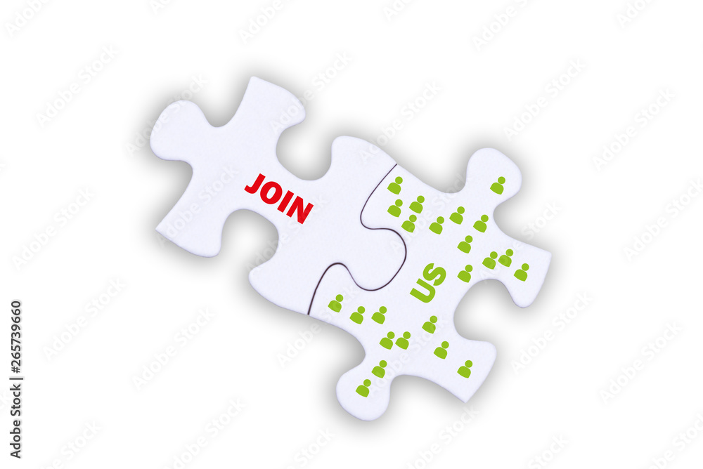 Join us as puzzle with symbols of employees Join us as puzzle with symbols of employees