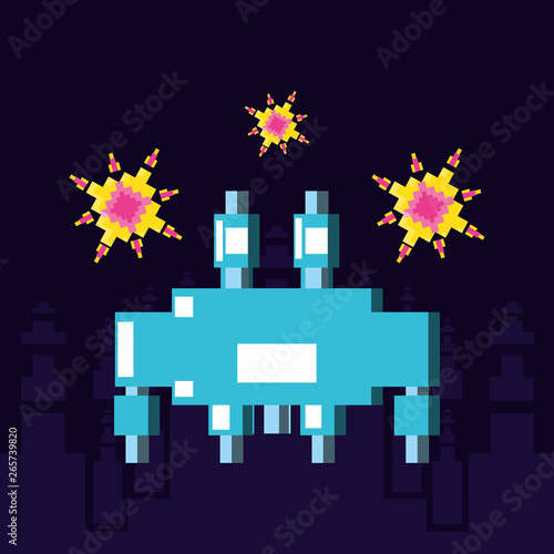 pixelated spaceship flying game icon