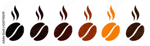 set of coffee beans with flames