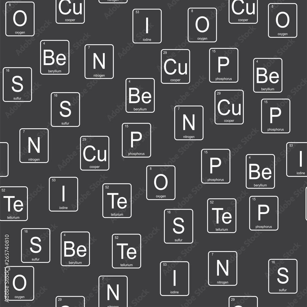 Seamless pattern with chemical elements of the periodic table Seamless pattern with chemical elements of the periodic table