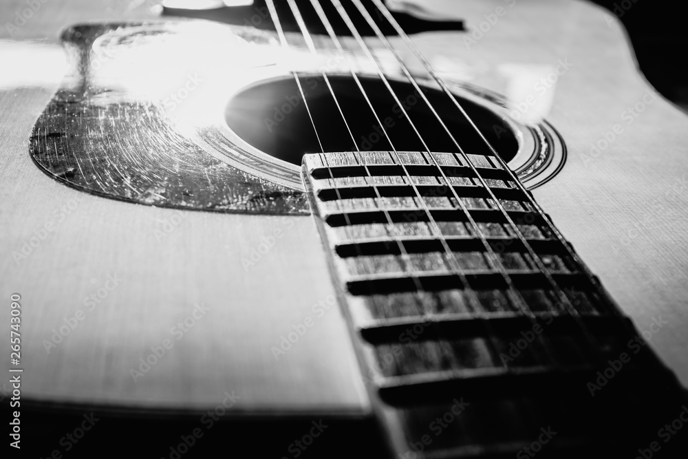 Obraz premium close up of an acoustic guitar