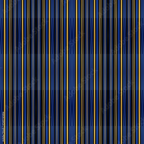abstract seamless background with black, golden rod and dark slate blue vertical stripes. can be used for wallpaper, poster, fasion garment or textile texture design