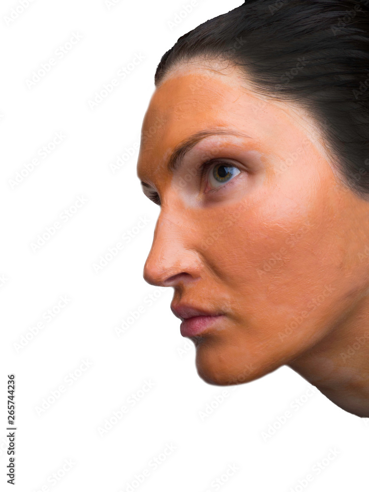 Fototapeta premium Young girl with facial mask Beauty Treatments. Close-up portrait of girl - Beauty spa and cosmetology.