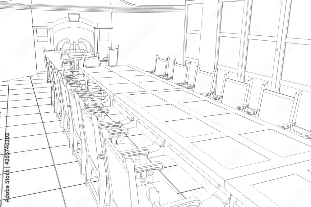 restaurant, summer terrace, 3D illustration, sketch, outline restaurant, summer terrace, 3D illustration, sketch, outline