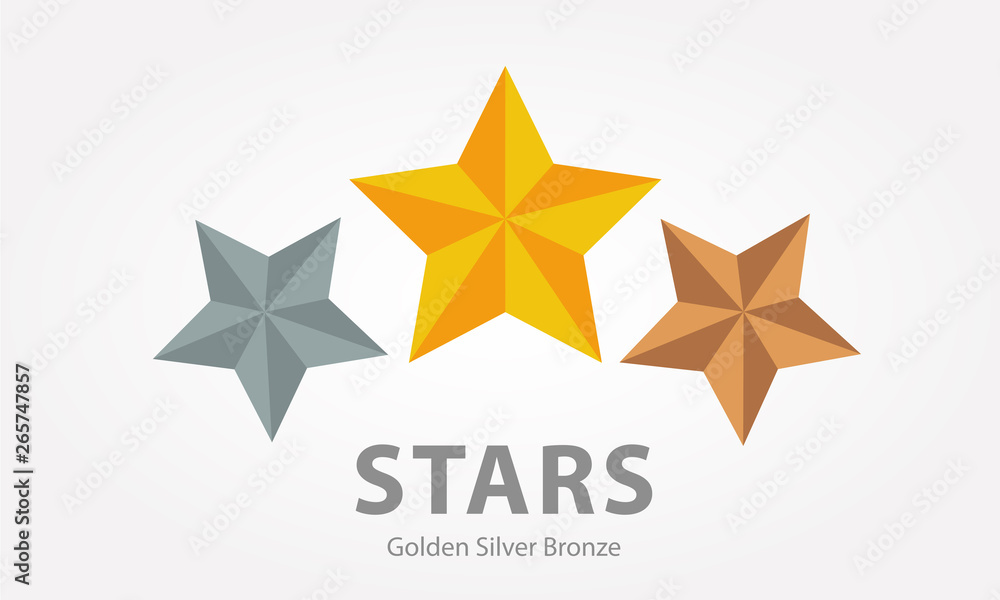 Golden,Silver and Bronze Stars illustration Vector