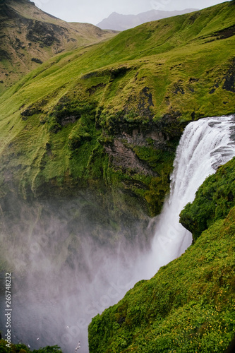 Top view Skogafoss waterfall, Iceland