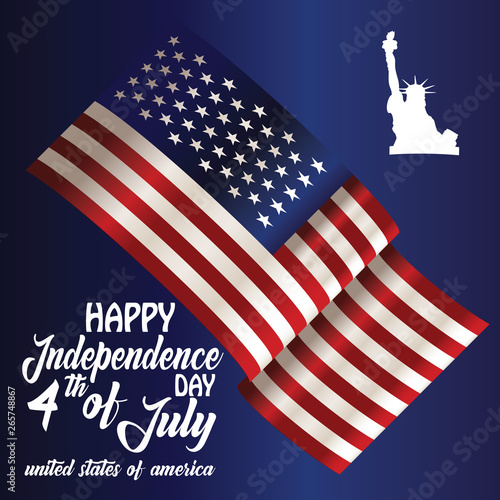 Blackguard for 4th of July with american flag and Confetti.USA independence day celebration with American flag.USA 4 th of July promotion advertising banner template - Vector