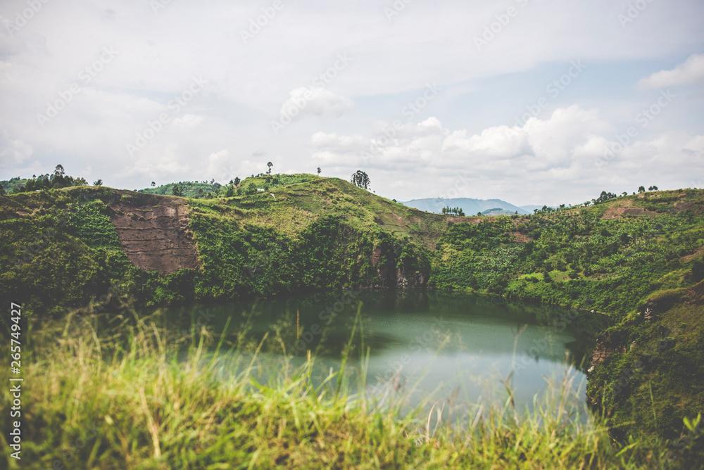 landscape with crater lake