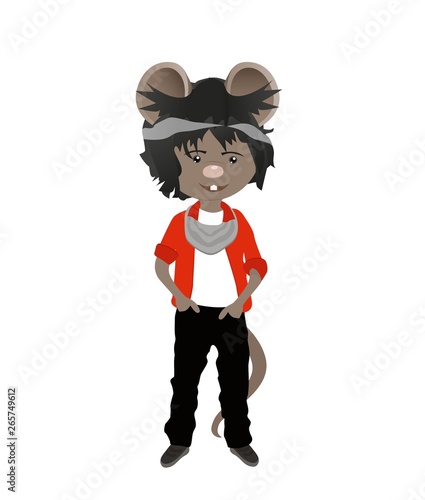 Cartoon rat. happy 2020. Year of the rat. Chinese horoscope. Beauty mouse.
