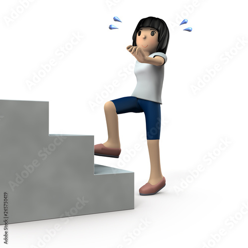 階段を上る若い女性 Stock イラスト Adobe Stock