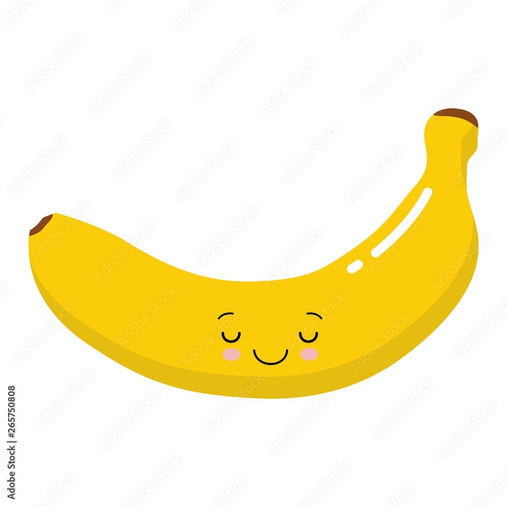 Funny happy cute happy smiling banana. Vector flat cartoon kawaii character illustration icon. Isolated on white background.
